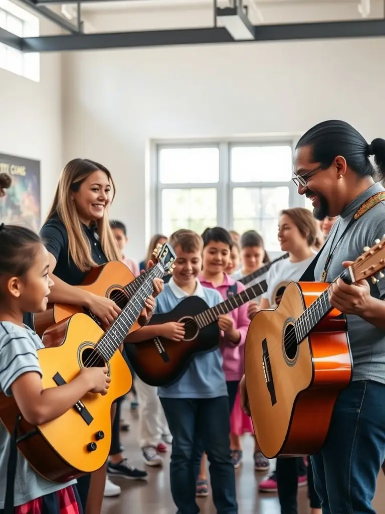 A photo of musical instruments being donated to NIS-MUSIC, highlighting in-kind contributions that support music education and outreach programs.