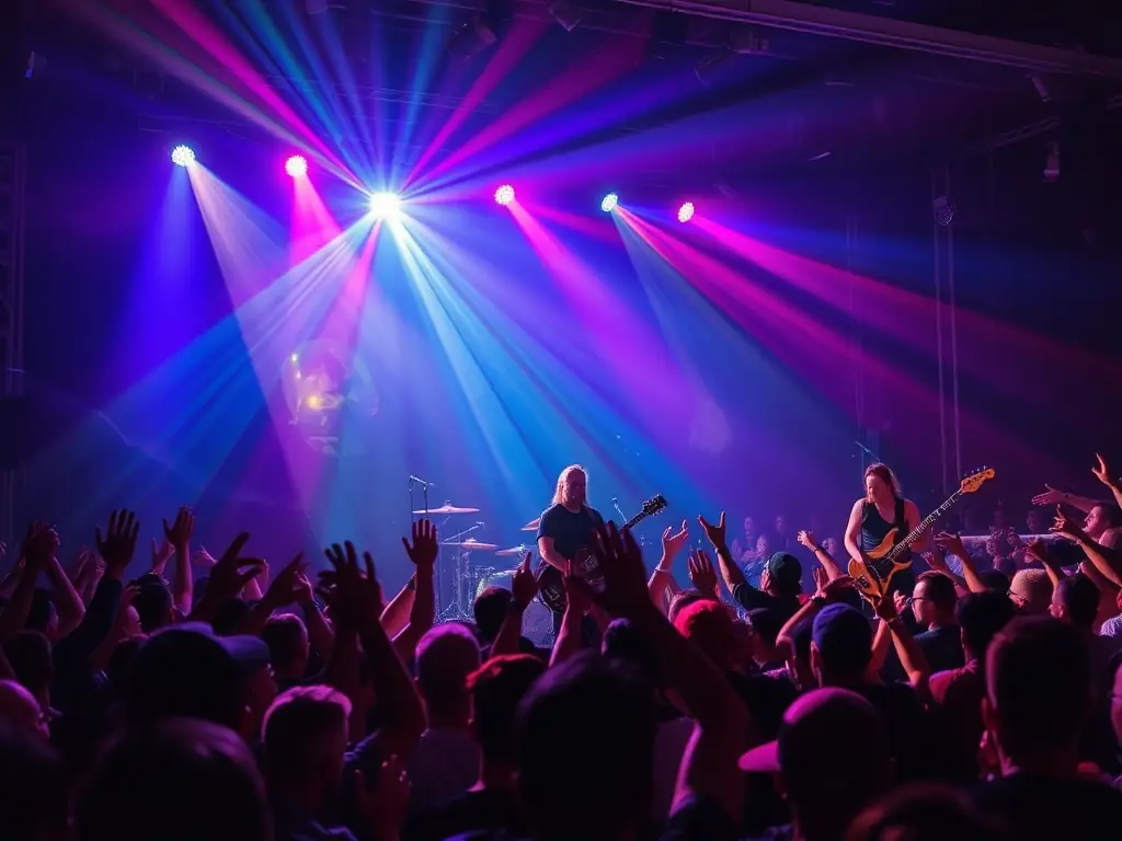 A dynamic image of a contemporary music performance in an urban setting, showcasing the innovative and modern musical styles promoted by NIS-MUSIC.